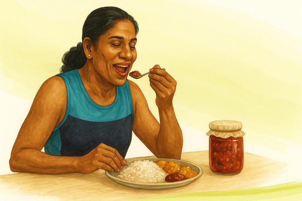 Athlete eating pickles