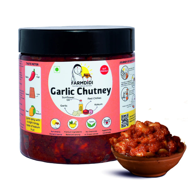 Garlic chutney, Lehsun ki chutney, Indian chutney, Farmdidi
