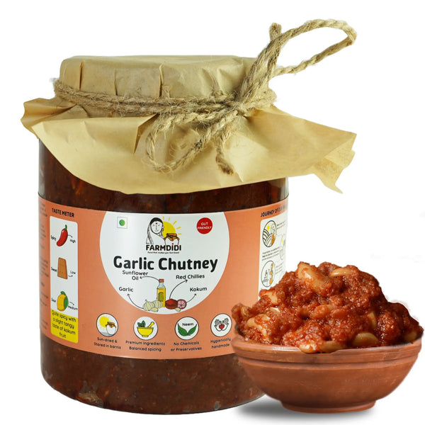 Garlic chutney, Lehsun ki chutney, Indian chutney, Farmdidi