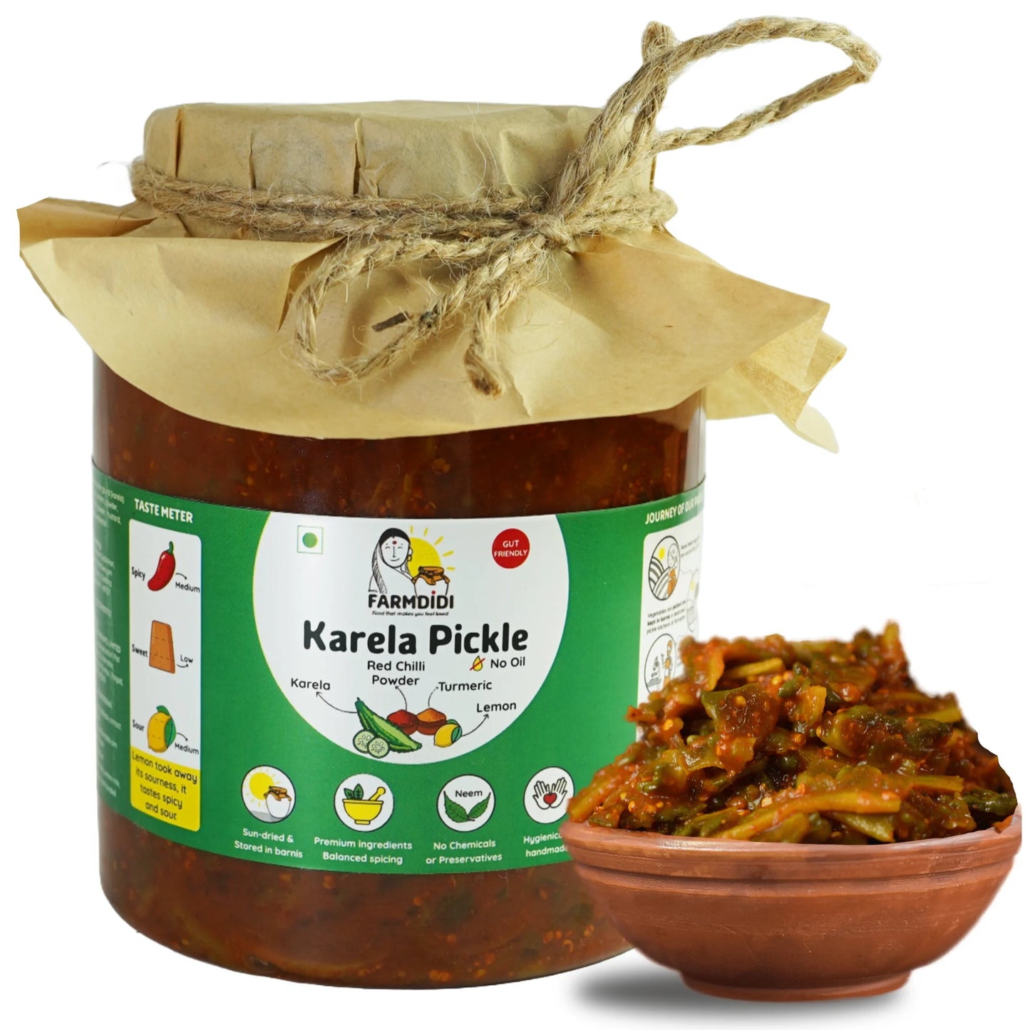 Bitter gourd pickle, Karela ka achar, Indian pickle from Farmdidi