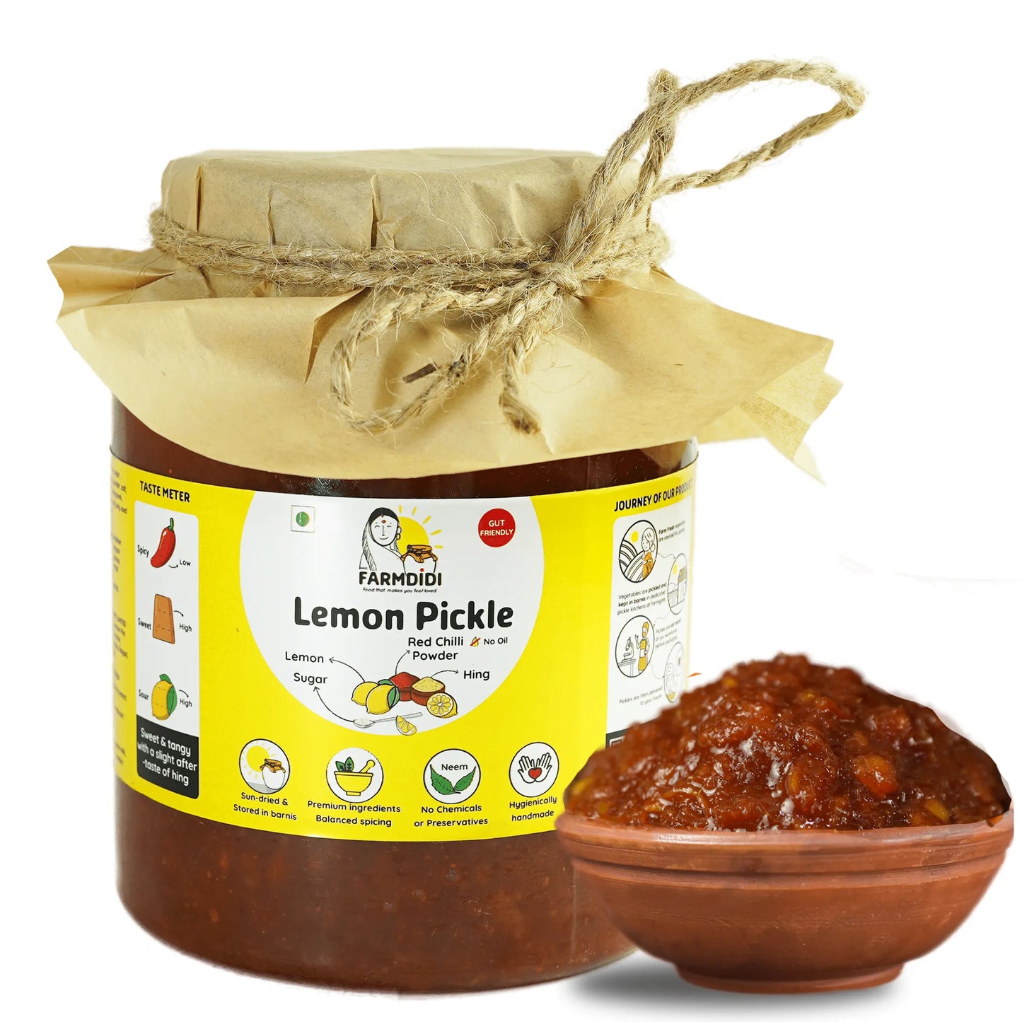 crushed lemon pickle, nimbu ka achar, Indian pickle from farmdidi