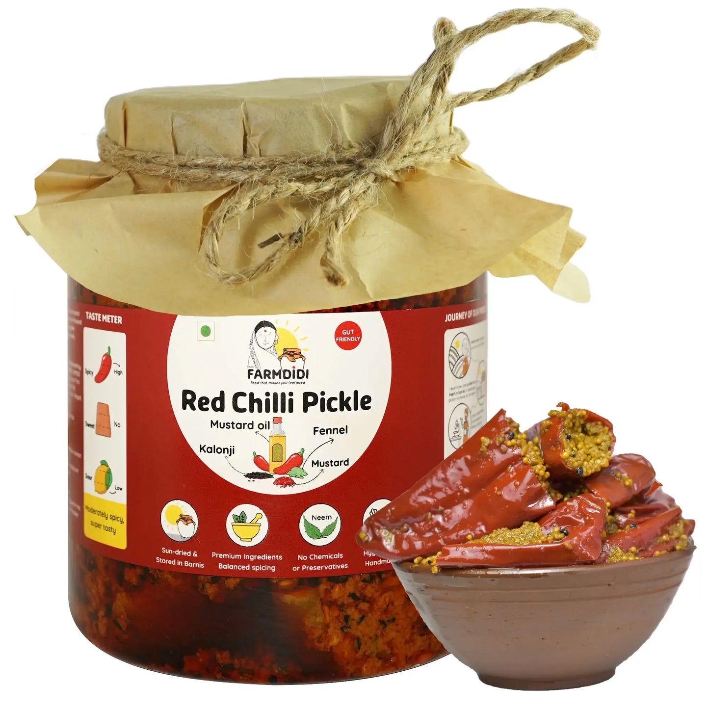 Red chili pickle, Lal Mirch ka achar, Indian pickle from Farmdidi