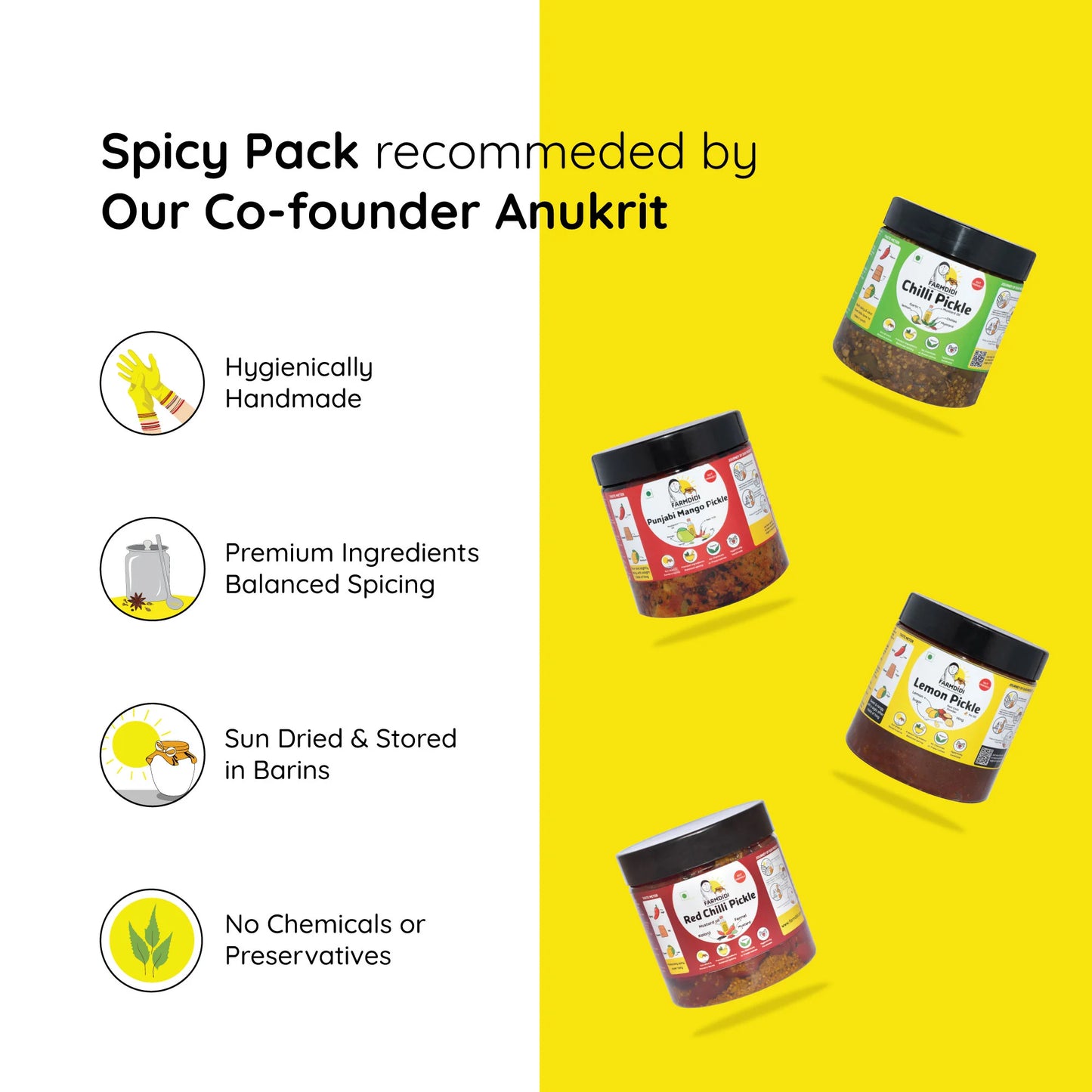 
                  
                    Spice lover's pickle pack, Farmdidi, 4 pack, 325g each
                  
                