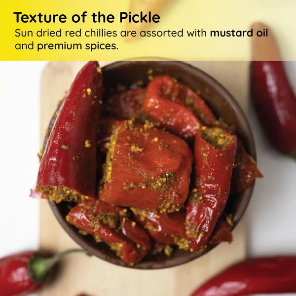 Red chili pickle, Lal Mirch ka achar, Indian pickle from Farmdidi