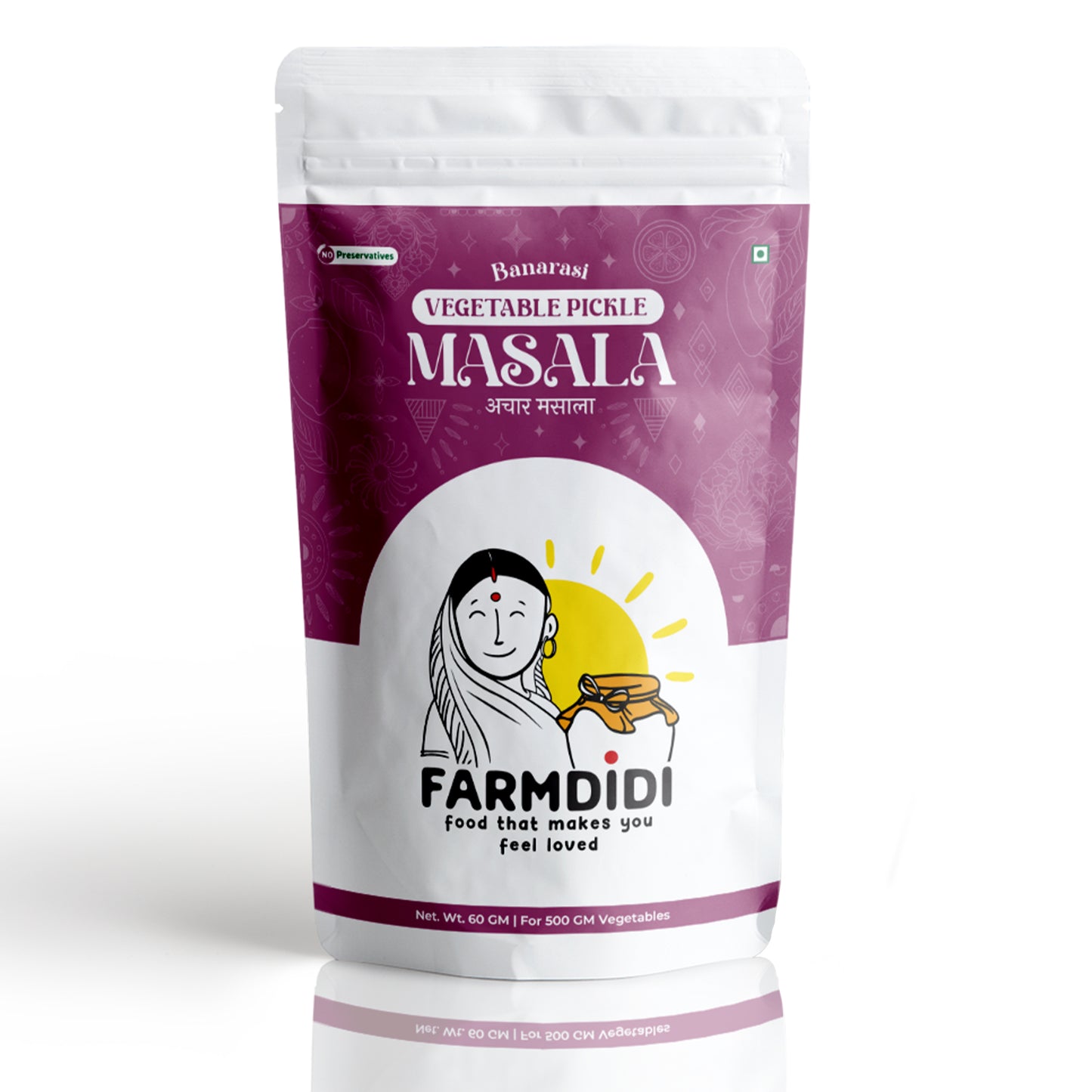 FarmDidi Banarasi Vegetable Pickle Masala packet containing 60gm masala
