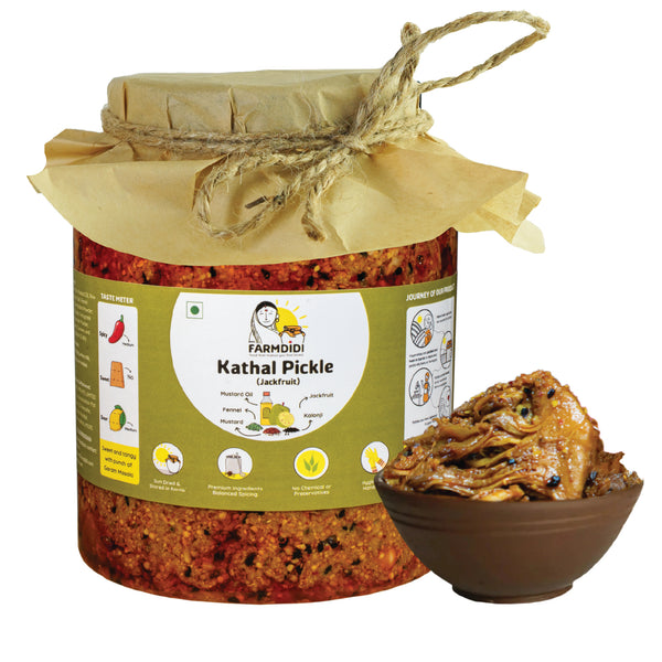 FarmDidi 1kg Jackfruit Pickle made with mustard oil, fennel and kalonji, homemade with no preservatives
