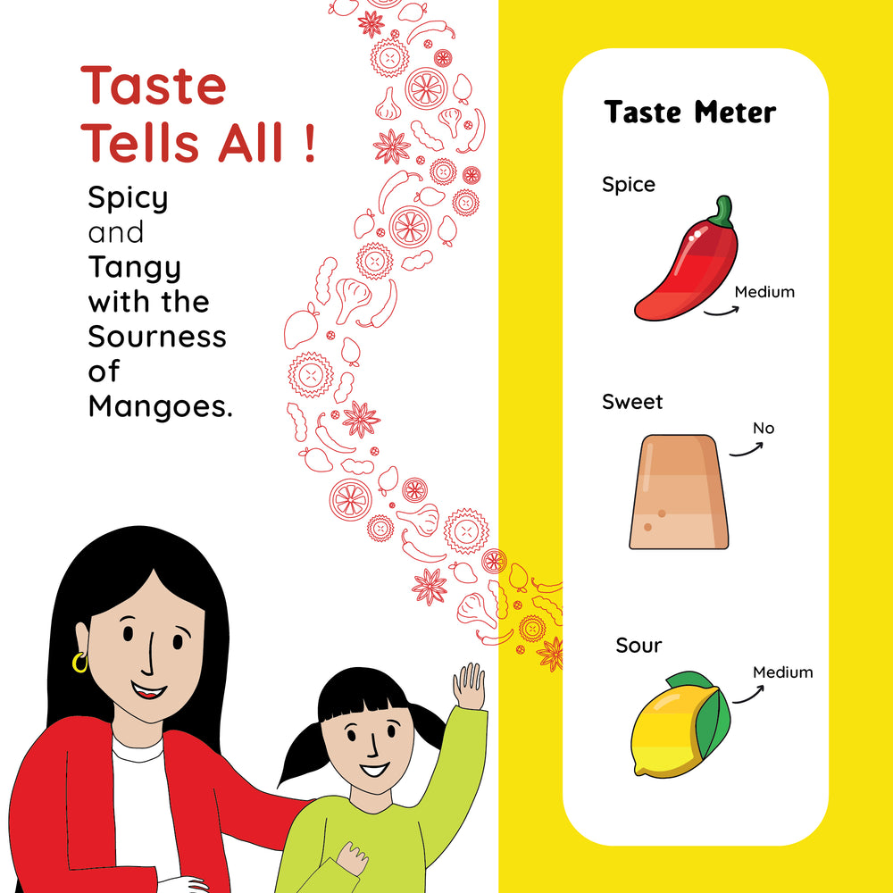 
                  
                    Spicy and tangy FarmDidi Jackfruit Pickle with medium spice, medium sourn, and no sweetness
                  
                