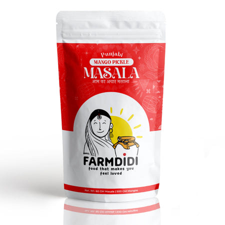 Package of Punjabi Mango Pickle Masala with Farmdidi branding