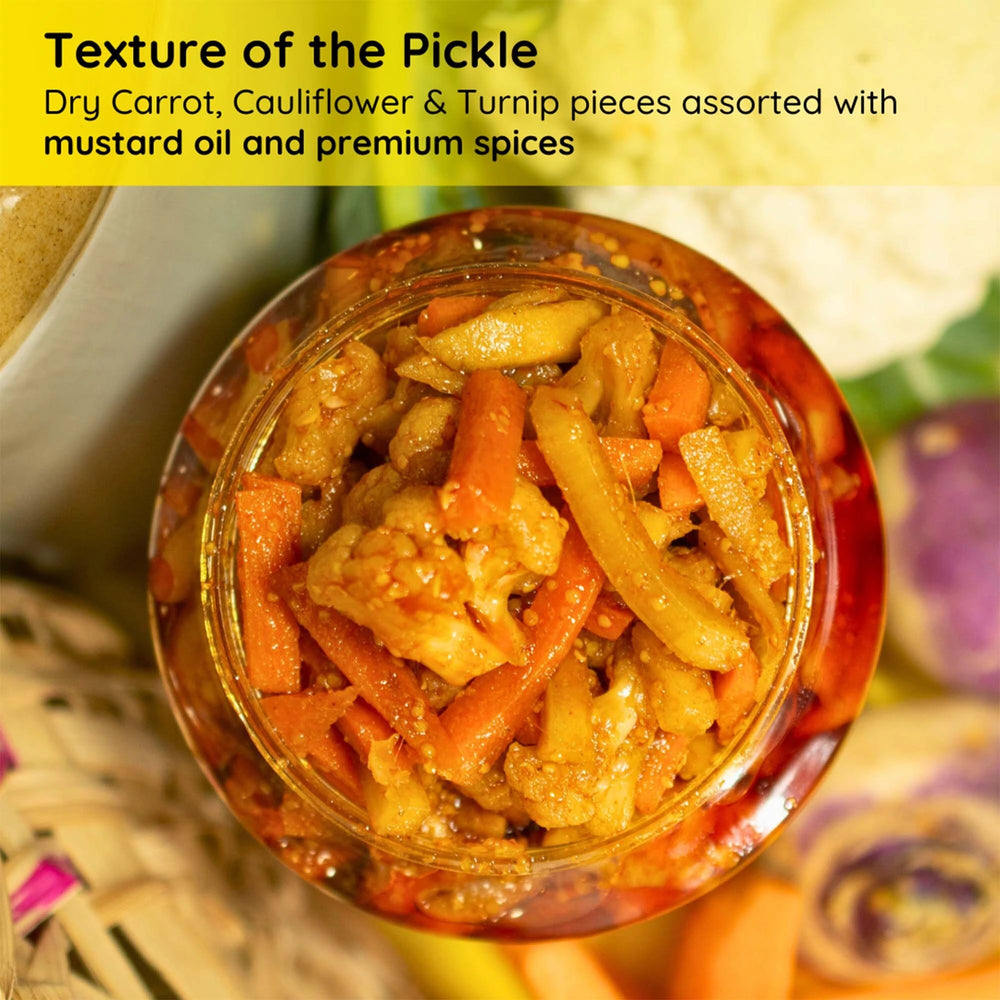 
                  
                    Texture of FarmDidi's Homemade Gajar Gobi Shalgam Pickle


                  
                