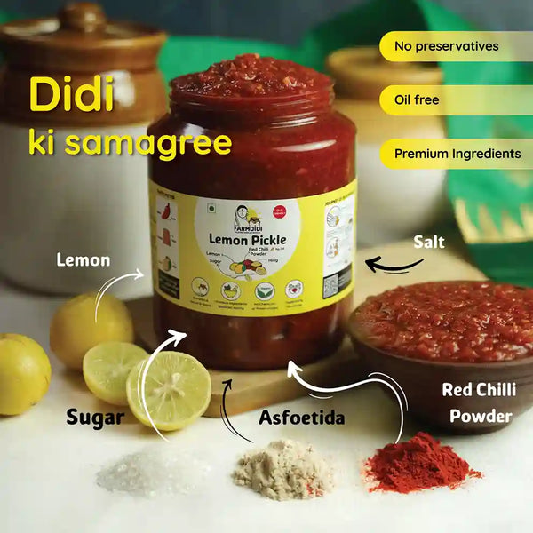 Crushed lemon pickle, Nimbu ka achar, Indian pickle from Farmdidi