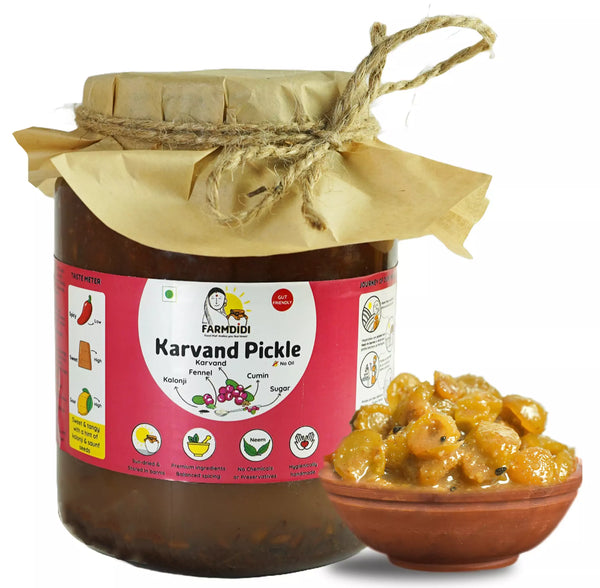 Karonda sweet pickle, Karvand achar, Indian pickle, Farmdidi