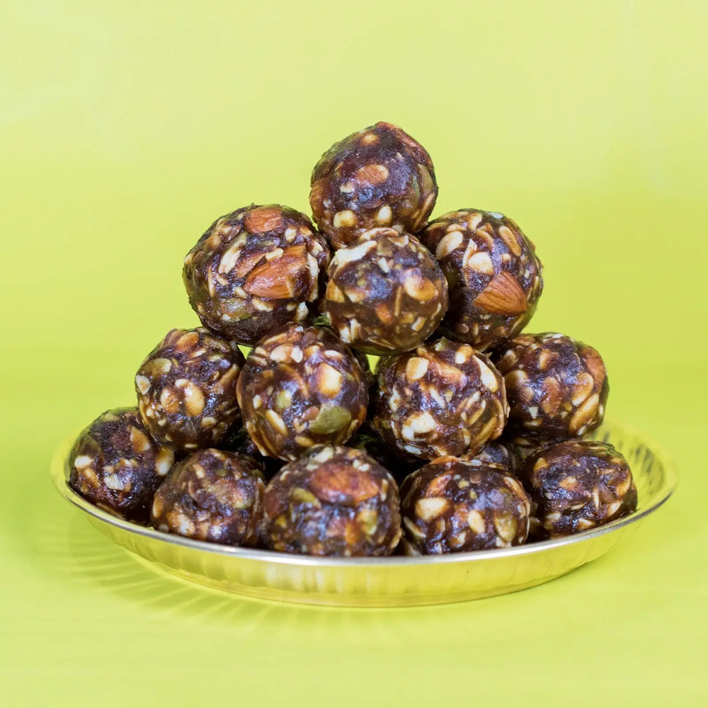 
                  
                    Dry fruit laddu, Indian sweet from Farmdidi. Sweetened with dates
                  
                