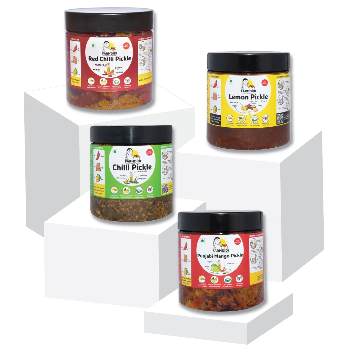 
                  
                    Spice lover's pickle pack, Farmdidi, 4 pack, 325g each
                  
                