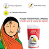 FarmDidi Punjabi Mango Pickle Masala with USPs shown: premium ingredients, no artificial colour and no chemical preservatives