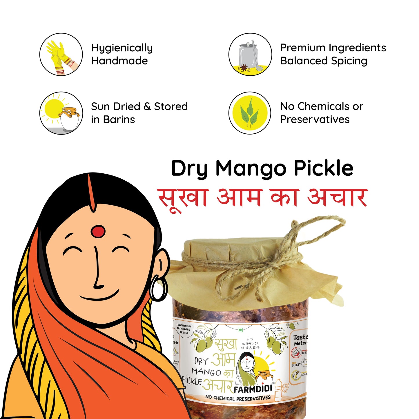 An image of dry mango pickle with a FarmDidi