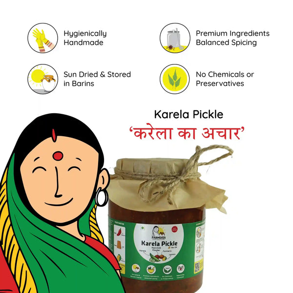 Bitter gourd pickle, Karela ka achar, Indian pickle from Farmdidi