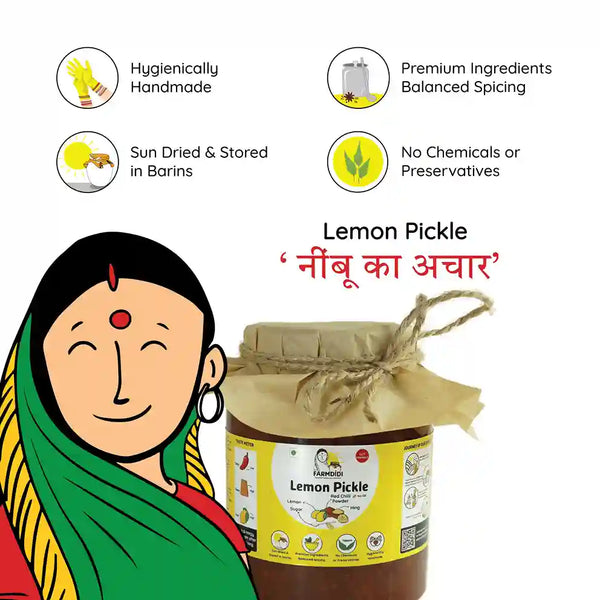 Crushed lemon pickle, Nimbu ka achar, Indian pickle from Farmdidi